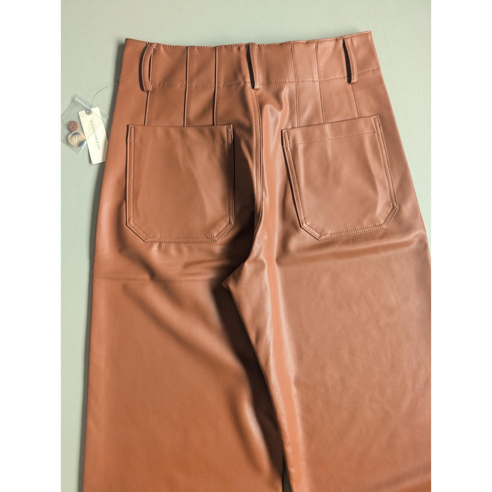 NWT Maeve The Colette Cropped Wide-Leg Faux Leather Pants Size 29 Copper #7D551 - Picture 6 of 11